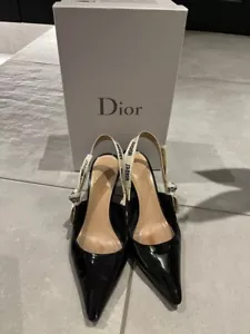 Christian Dior Pumps High Heel Fashion Leather Black EU38/US8 Women's with Box - Picture 1 of 8