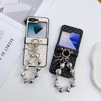 For Samsung Z Flip 3 4 5 6 OPPO N2 N3 Moto Razr 50 Phone Case Cover + Love Chain - Image 1 of 4