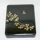Vintage black lacquer chinkin gold Maki-e Inkstone box