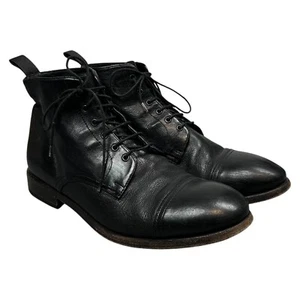 Paul Smith Black Soft Napa Leather Combat Boots Lace Up Cap Toe Men's Size UK 7 - Picture 1 of 7