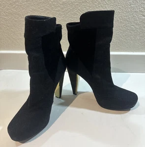 Donna Karan Hadi Black Leather Stiletto Ankle Booties Boots Women's size 38 - Picture 1 of 12