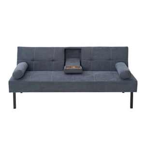 Linen Fabric Futon Sofa Bed Couch Sleeper Convertible Foldable Loveseat3 SEATER - Picture 1 of 53