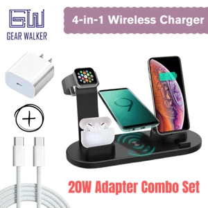 6-in-1 Dual-Phone Magnetic Wireless Charger Stand iPhone Airpods Watch Samsung - Picture 1 of 11