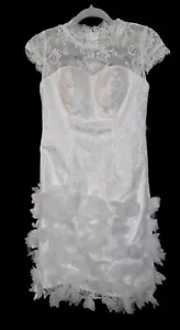 Short White Bride Wedding Dress Built-in-Bra Amgam NWT - Picture 1 of 7