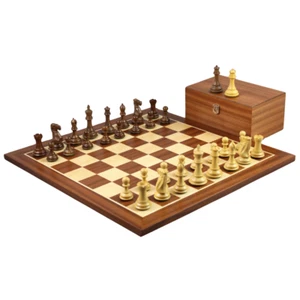 Mahogany Chess Set 21 Inch with Weighted Sheesham Morphy Series Professional Sta - Picture 1 of 11