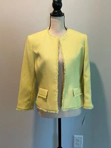 Nipon Boutique Fringe Trim Tweed Blazer Jacket Women’s Size 8 Mojito NWT - Picture 1 of 9