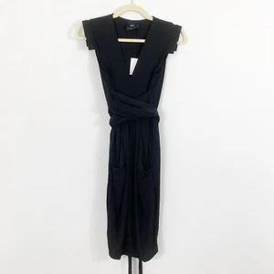 NEW ASOS Maternity Black Dress Size US 4 Tie Sash Stretchy Little Black Dress - Picture 1 of 10