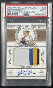 JUSTIN HERBERT PSA 9 2020 NATIONAL TREASURES CROSSOVER ROOKIE PATCH AUTO 59/99 - Picture 1 of 2