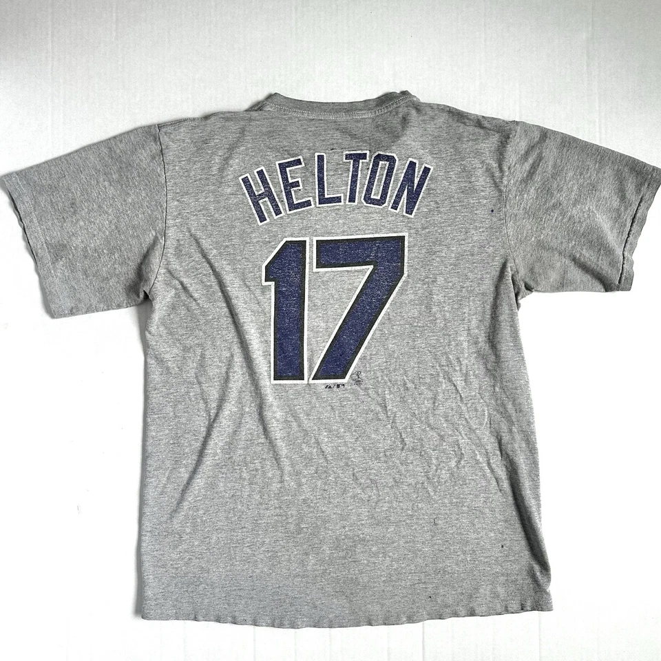 Camiseta de béisbol vintage de los Colorado Rockies Todd Helton talla M día del juego MLB Foto 1 de 4