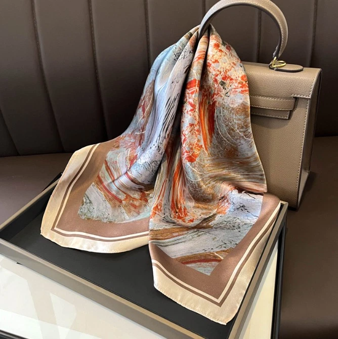 100% Silk Mulberry 26" square Scarf Women neckerchief Wrap floral silk change11 - Image 1 of 1