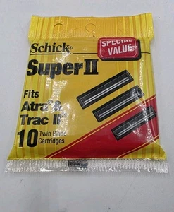 Schick Super II. 10 Twin Razor Blade Super II Cartridges Fits Atra And Trac II - Picture 1 of 6