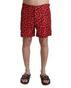 Dolce & Gabbana Printed Swim Trunks Bold Design Men Red Swimwear - Picture 1 of 4