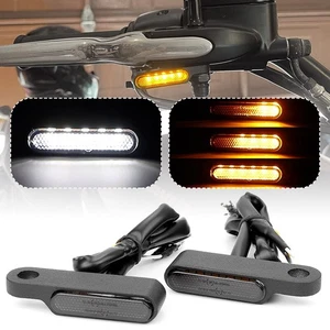 2X Sequential Flowing LED Motorcycle Turn Signal Indicator Light DRL White Amber - Picture 1 of 10