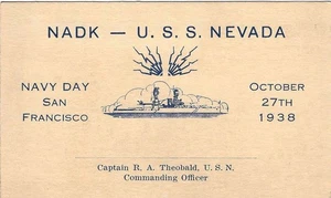 1938 USS Nevada NADK QSL Postcard Navy Day San Francisco Radio USN Pre-WWII - Picture 1 of 2