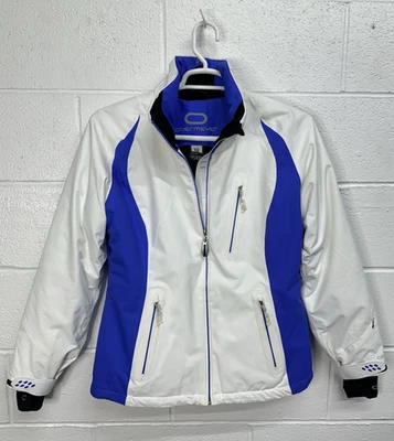 Obermeyer Blue & White Recco Waterproof Ski Coat Women’s Size 12 / Missing Hood - Image 1 of 4