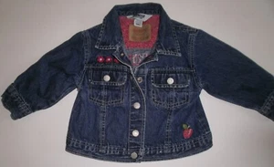 Girls Vtg OSHKOSH sz 18 M Denim Distressed JACKET COAT Embroidery  Leather Label - Picture 1 of 5