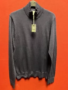 Linea Prestwick Funnel Neck Merino Wool Top Dark Navy Small TD131 KK 16 - Picture 1 of 5