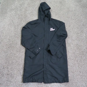 H&M Jacket Mens Small Black The Weeknd XO Hooded Trench Coat Overcoat Hip Hop - Picture 1 of 10
