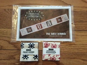 Moda Primitive Gatherings USA Tablerunner Quilting Pattern & 2 Mini Charm Packs - Picture 1 of 1