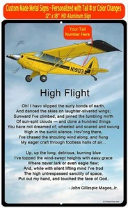 High Flight HD Avión SIGN-HIGHFLIGHT-AIR1M98LJ-YB2 - Personalizado con Tu N - Imagen 1 de 2
