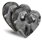 2x Heart MDF Coasters - BW - Couple Macaw Parrot Bird Tropicial  #41278