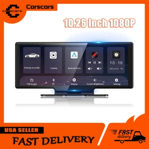 4K Car DVR Wireless 10.26''Dash Camera Carplay & Android Auto Touch Screen Radio - Picture 1 of 11