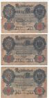 PARTIA DE 3 BANKNOT RZESZY 20 MAREK 1908-1909-1910 (ZARAZKI) LAL132
