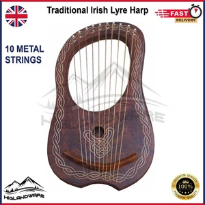 Professionnel Irlandais Lyre Harpe Traditionnel Musical Instrument 10 Métal Fils - Picture 1 of 4