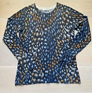 EQUIPMENT wool cashmere jumper XS fits UK10 US6 animal print black blue rust