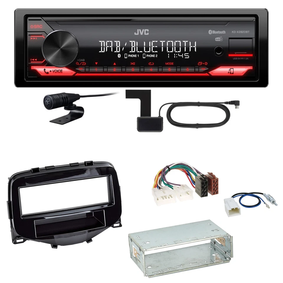 JVC KD-X282DBT Bluetooth DAB Einbauset Toyota Aygo Citroen C1 Peugeot 108 - Bild 1 von 1