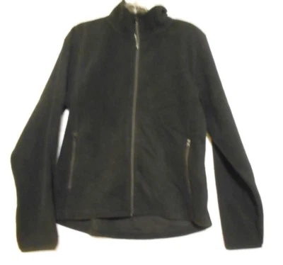 Polar Premium 女式黑色中号前拉链羊毛夹克户外徒步旅行者 — 第 1/4 张图片