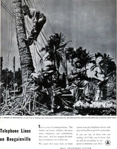 Bell Telephone Marines on Bougainville Carbine Sub Machine Gun 1944 Magazine Ad - Bild 1 von 1
