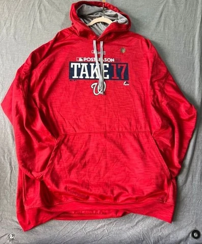 Washington Take 17 MLB Sweater Adult 3XLT Red Pullover Long Sleeves Hoodie Mens Cover