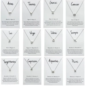 Silver Gold Horoscope Astrology Zodiac Letter Birthday Gift Card Chain Bracelet - Picture 1 of 12