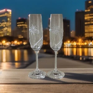 Waterford Y2K Marquis Millennium 2000 Etched Champagne Toasting Flute Set Of 2 - Picture 1 of 8