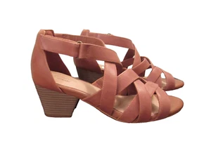 Clarks Lorene Pop Strappy Sandals Women's Size 8 Brown Leather Ultimate Comfort - Picture 1 of 11