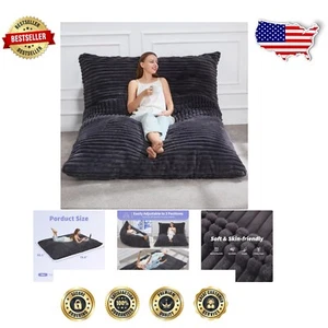 Extra-Large Dark Grey Bean Bag Chair with Removable Washable Cover - 3 Modes - Picture 1 of 11