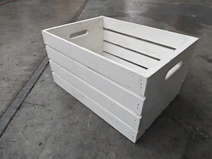 Wooden Box Trunk Crate Bin Box White Washed Farmhouse Distressed Closet Storage - Picture 1 of 6