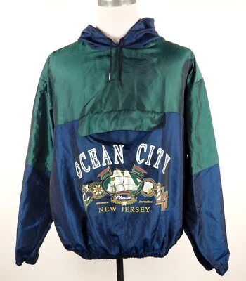 Ocean City Vintage Windbreaker Mens Medium Large Pullover Jacket Surf Style USA - Image 1 of 4