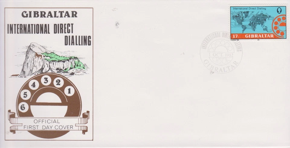 GB - GIBRALTAR 1982 International Direct Dialling 17p SG 484 FDC COMMUNICATIONS - Image 1 of 1