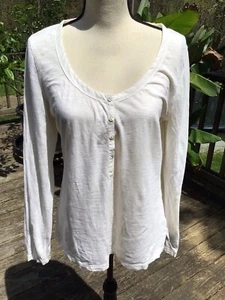 talbots top large Henley Style Ivory Lightweight Top - Picture 1 of 5