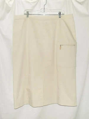 Falda Recta Marina Rinaldi Caqui-Beige Algodón Hasta la Rodilla Forrada 29 (20W EE. UU.) Foto 1 de 4