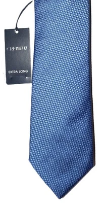 Cremieux Mens 100% Italian Silk Tie Extra Long Blue Birdseye 62" x 3 1/4" - Image 1 of 4