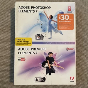 Adobe Photoshop Elements 7 & Premiere Elements 7 (2008 2 Disc Set With Manuals) - Picture 1 of 3