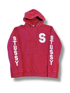 Sudadera con Capucha Stussy S Logo Para Hombre Grande Granate Pullover Manga Deletrear Parche Angustia - Imagen 1 de 8