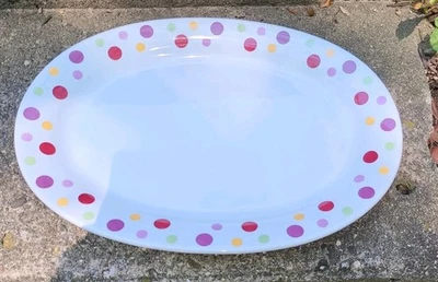 Pampered Chef SIMPLE ADDITIONS DOTS  Oval Serving Platter 14" - Image 1 of 2