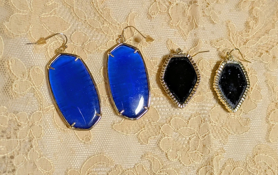 Kendra Scott Lot Of Earrings 2 Pairs, Cobalt Blue Delilah & Black Onyx Corley  - Image 1 of 4