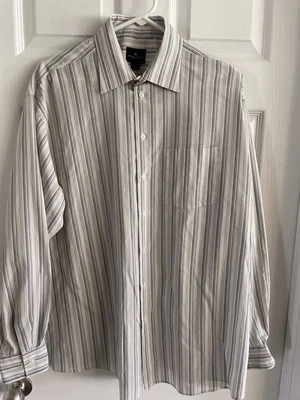 Reaction Kenneth Cole 男式衬衫条纹 XL 码 17 36-37 长袖 — 第 1/4 张图片