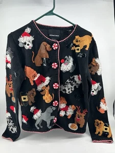 Michael Simon Vintage Weihnachten Santa Welpen Strickjacke hässlicher Pullover (Beschreibung lesen) - Bild 1 von 13