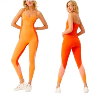 Outdoor Voices Superform Full Length Jumpsuit Bodysuit Womens Small Tangerine - Picture 1 of 12